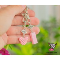 Брелоки парные для друзей "Best Buds. Розовые вафельки". Цена за 1 пару